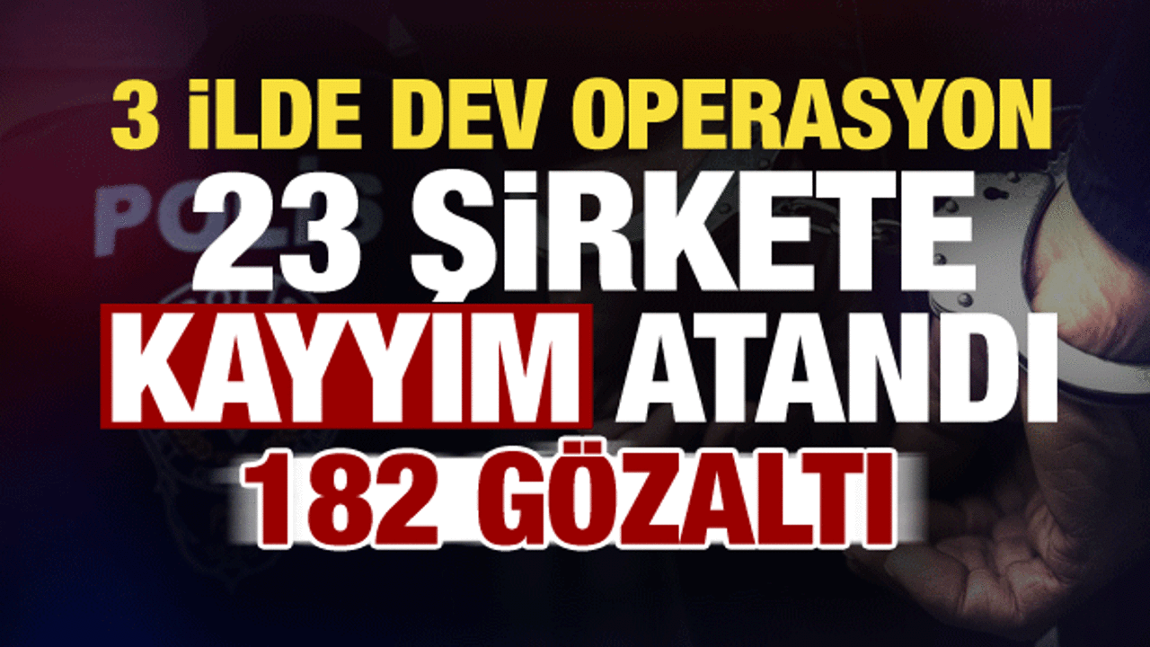 3 ilde dev operasyon! 23 şirkete kayyım atandı, 182 gözaltı