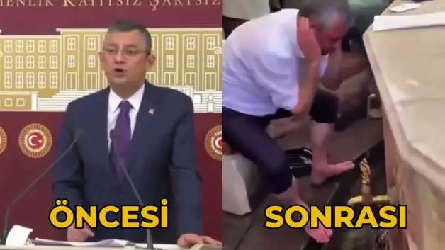Abdest alan Özgür Özel'in 