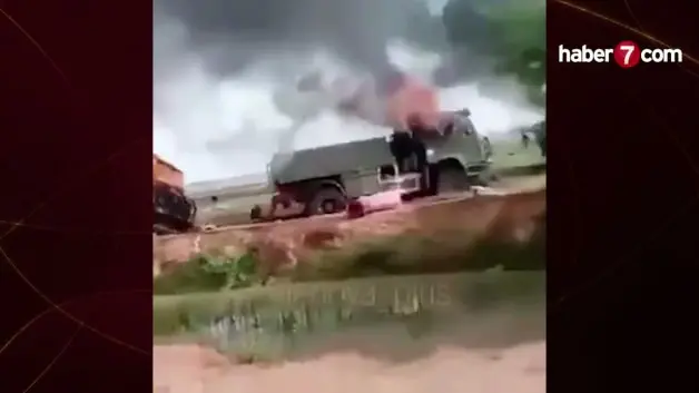 Afrika ülkesinde Rus konvoyuna pusu! Görüntüler paylaşıldı