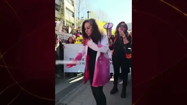 Başıboş köpekler için toplanılan eylemde bir kadının tuhaf hareketleri gündem oldu!