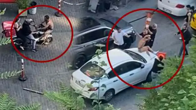 Beyoğlu'nda yarıçıplak şekilde korku saldı dubalarla darbedildi...