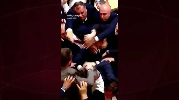 Gürcistan parlamentosu karıştı vekiller birbirine yumrukla saldırdı