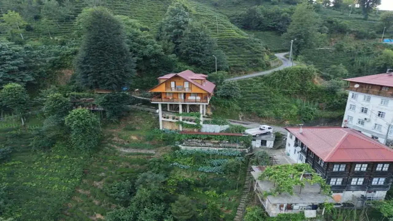 Karadeniz mimarisi bu kez yolun ortasında! Villa görenleri hayrete düşürdü