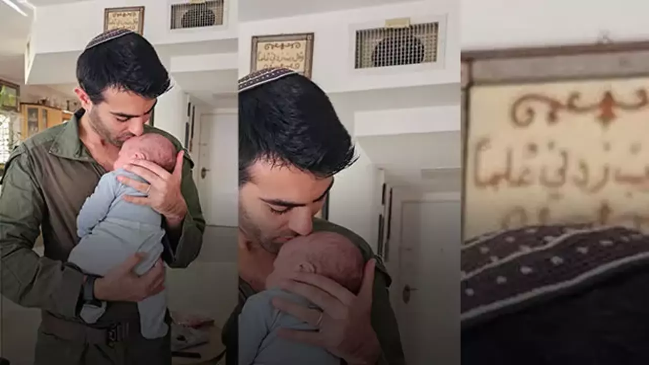 Katil ordunun hırsız askeri Filistinlilerin evinde oğluna veda etti