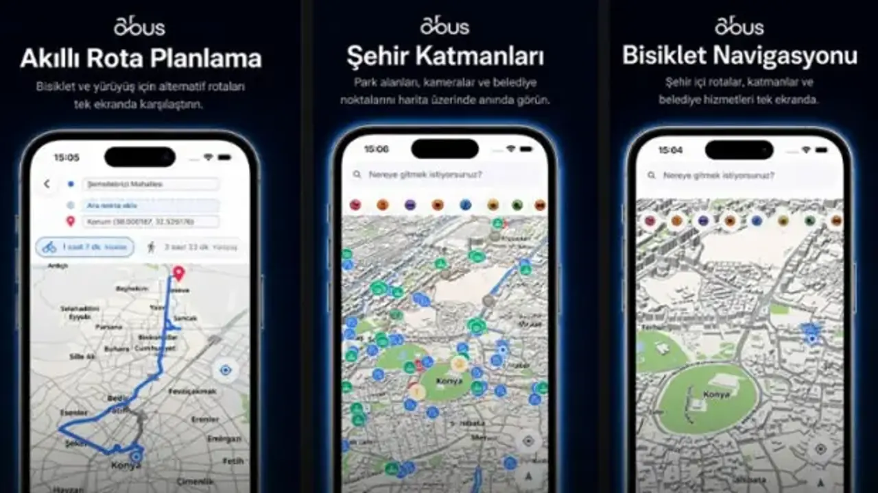 Konya Büyükşehir'in akıllı bisiklet ulaşım sistemi 'ABUS' artık mobilde