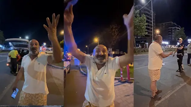 Polislerin alkollü sürücü ile imtihanı!