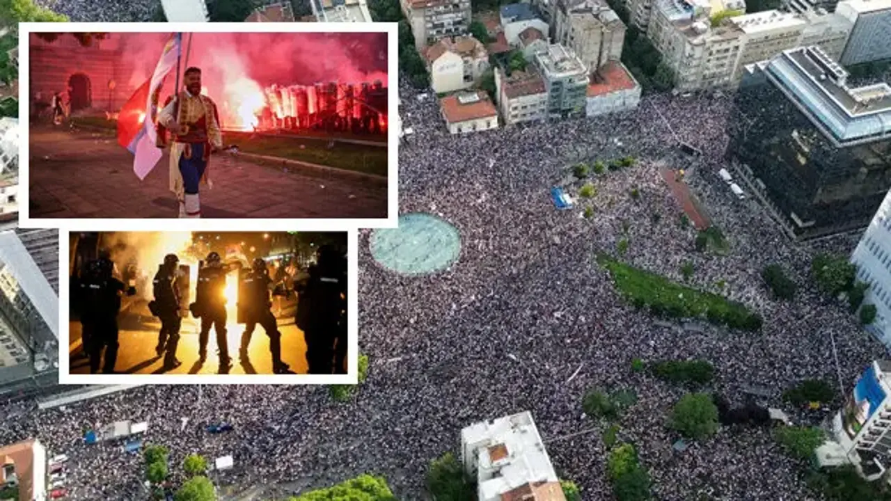 Sırbistan'da iktidar karşıtı gösteri! Polisle çatıştılar
