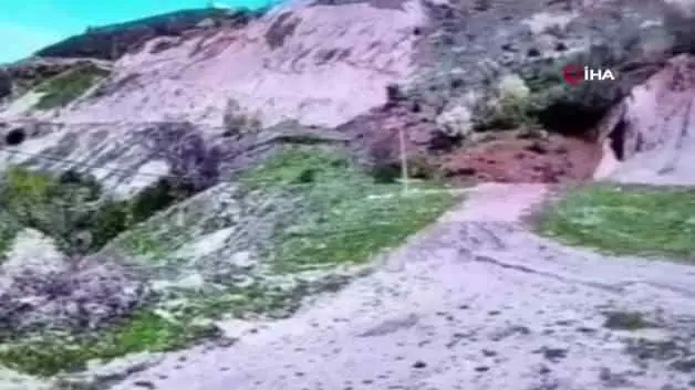 Tokat'ta heyelan güvenlik kamerasına yansıdı